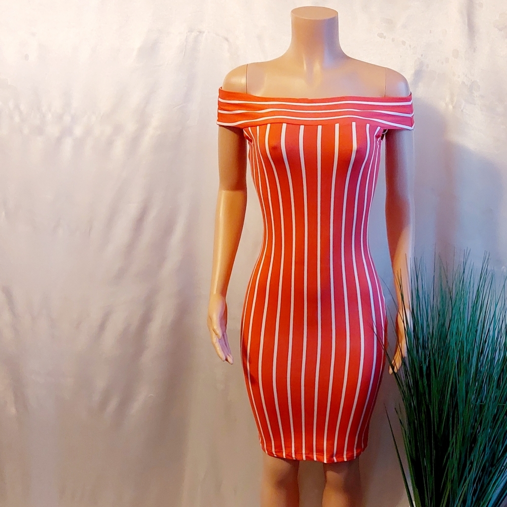 Capella Off The Shoulder Striped Bodycon Dress